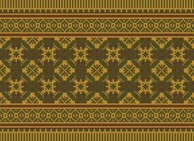Embroidery ethnic pattern, Vector Geometric ornate background, Cross stitch retro zigzag style, Blue and yellow pattern knitting continuous, Design for textile, fabric, ceramic, digital print