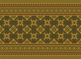 Embroidery ethnic pattern, Vector Geometric ornate background, Cross stitch retro zigzag style, Blue and yellow pattern knitting continuous, Design for textile, fabric, ceramic, digital print