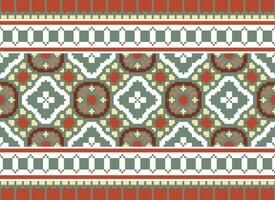 Embroidery ethnic pattern, Vector Geometric ornate background, Cross stitch retro zigzag style, Blue and yellow pattern knitting continuous, Design for textile, fabric, ceramic, digital print