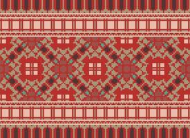 Embroidery ethnic pattern, Vector Geometric ornate background, Cross stitch retro zigzag style, Blue and yellow pattern knitting continuous, Design for textile, fabric, ceramic, digital print