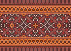 Embroidery ethnic pattern, Vector Geometric ornate background, Cross stitch retro zigzag style, Blue and yellow pattern knitting continuous, Design for textile, fabric, ceramic, digital print