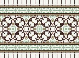 Embroidery ethnic pattern, Vector Geometric ornate background, Cross stitch retro zigzag style, Blue and yellow pattern knitting continuous, Design for textile, fabric, ceramic, digital print