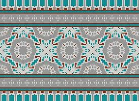 Embroidery ethnic pattern, Vector Geometric ornate background, Cross stitch retro zigzag style, Blue and yellow pattern knitting continuous, Design for textile, fabric, ceramic, digital print