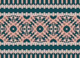 Embroidery ethnic pattern, Vector Geometric ornate background, Cross stitch retro zigzag style, Blue and yellow pattern knitting continuous, Design for textile, fabric, ceramic, digital print