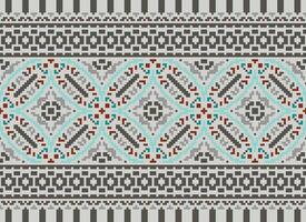 Embroidery ethnic pattern, Vector Geometric ornate background, Cross stitch retro zigzag style, Blue and yellow pattern knitting continuous, Design for textile, fabric, ceramic, digital print