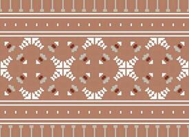 Embroidery ethnic pattern, Vector Geometric ornate background, Cross stitch retro zigzag style, Blue and yellow pattern knitting continuous, Design for textile, fabric, ceramic, digital print