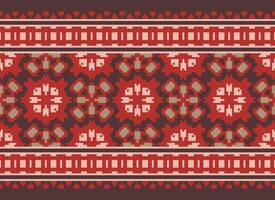Embroidery ethnic pattern, Vector Geometric ornate background, Cross stitch retro zigzag style, Blue and yellow pattern knitting continuous, Design for textile, fabric, ceramic, digital print