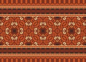 Embroidery ethnic pattern, Vector Geometric ornate background, Cross stitch retro zigzag style, Blue and yellow pattern knitting continuous, Design for textile, fabric, ceramic, digital print