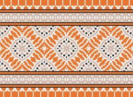 Embroidery ethnic pattern, Vector Geometric ornate background, Cross stitch retro zigzag style, Blue and yellow pattern knitting continuous, Design for textile, fabric, ceramic, digital print