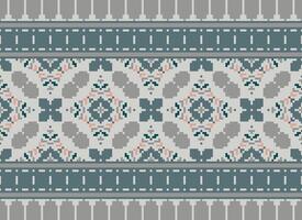 Embroidery ethnic pattern, Vector Geometric ornate background, Cross stitch retro zigzag style, Blue and yellow pattern knitting continuous, Design for textile, fabric, ceramic, digital print