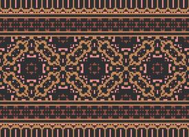 Embroidery ethnic pattern, Vector Geometric ornate background, Cross stitch retro zigzag style, Blue and yellow pattern knitting continuous, Design for textile, fabric, ceramic, digital print