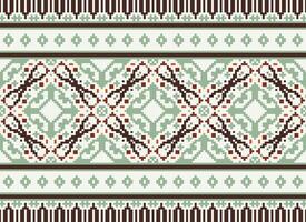 Embroidery ethnic pattern, Vector Geometric ornate background, Cross stitch retro zigzag style, Blue and yellow pattern knitting continuous, Design for textile, fabric, ceramic, digital print
