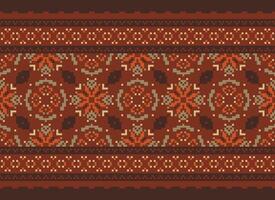 Embroidery ethnic pattern, Vector Geometric ornate background, Cross stitch retro zigzag style, Blue and yellow pattern knitting continuous, Design for textile, fabric, ceramic, digital print