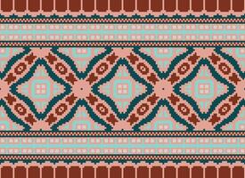 Embroidery ethnic pattern, Vector Geometric ornate background, Cross stitch retro zigzag style, Blue and yellow pattern knitting continuous, Design for textile, fabric, ceramic, digital print