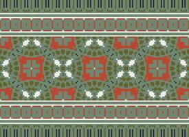 Embroidery ethnic pattern, Vector Geometric ornate background, Cross stitch retro zigzag style, Blue and yellow pattern knitting continuous, Design for textile, fabric, ceramic, digital print