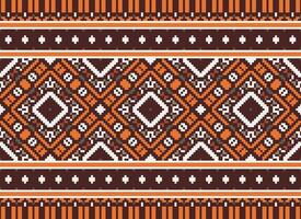Embroidery ethnic pattern, Vector Geometric ornate background, Cross stitch retro zigzag style, Blue and yellow pattern knitting continuous, Design for textile, fabric, ceramic, digital print