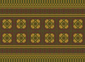 Embroidery ethnic pattern, Vector Geometric ornate background, Cross stitch retro zigzag style, Blue and yellow pattern knitting continuous, Design for textile, fabric, ceramic, digital print