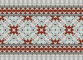 Embroidery ethnic pattern, Vector Geometric ornate background, Cross stitch retro zigzag style, Blue and yellow pattern knitting continuous, Design for textile, fabric, ceramic, digital print