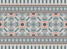 Embroidery ethnic pattern, Vector Geometric ornate background, Cross stitch retro zigzag style, Blue and yellow pattern knitting continuous, Design for textile, fabric, ceramic, digital print