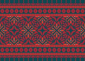 Embroidery ethnic pattern, Vector Geometric ornate background, Cross stitch retro zigzag style, Blue and yellow pattern knitting continuous, Design for textile, fabric, ceramic, digital print