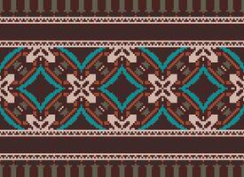 Pixel Ethnic pattern vector background. seamless pattern traditional, Design for background, wallpaper, Batik, fabric, carpet, clothing, wrapping, and textile.ethnic pattern Vector illustration.
