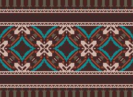 Pixel Ethnic pattern vector background. seamless pattern traditional, Design for background, wallpaper, Batik, fabric, carpet, clothing, wrapping, and textile.ethnic pattern Vector illustration.