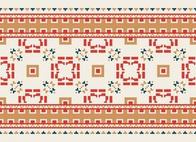Pixel Ethnic pattern vector background. seamless pattern traditional, Design for background, wallpaper, Batik, fabric, carpet, clothing, wrapping, and textile.ethnic pattern Vector illustration.