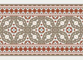 Embroidery ethnic pattern, Vector Geometric ornate background, Cross stitch retro zigzag style, Blue and yellow pattern knitting continuous, Design for textile, fabric, ceramic, digital print