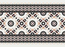 Pixel Ethnic pattern vector background. seamless pattern traditional, Design for background, wallpaper, Batik, fabric, carpet, clothing, wrapping, and textile.ethnic pattern Vector illustration.