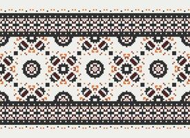 Pixel Ethnic pattern vector background. seamless pattern traditional, Design for background, wallpaper, Batik, fabric, carpet, clothing, wrapping, and textile.ethnic pattern Vector illustration.