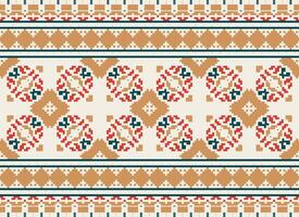 Pixel Ethnic pattern vector background. seamless pattern traditional, Design for background, wallpaper, Batik, fabric, carpet, clothing, wrapping, and textile.ethnic pattern Vector illustration.