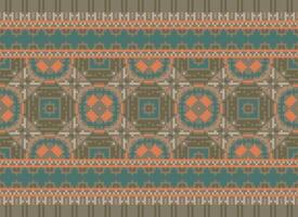 Pixel Ethnic pattern vector background. seamless pattern traditional, Design for background, wallpaper, Batik, fabric, carpet, clothing, wrapping, and textile.ethnic pattern Vector illustration.