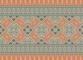 Pixel Ethnic pattern vector background. seamless pattern traditional, Design for background, wallpaper, Batik, fabric, carpet, clothing, wrapping, and textile.ethnic pattern Vector illustration.