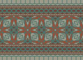 Pixel Ethnic pattern vector background. seamless pattern traditional, Design for background, wallpaper, Batik, fabric, carpet, clothing, wrapping, and textile.ethnic pattern Vector illustration.