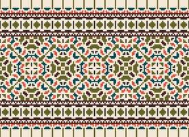 Pixel Ethnic pattern vector background. seamless pattern traditional, Design for background, wallpaper, Batik, fabric, carpet, clothing, wrapping, and textile.ethnic pattern Vector illustration.