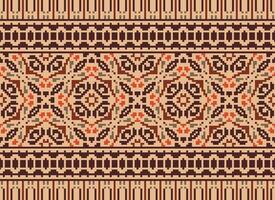 Pixel Ethnic pattern vector background. seamless pattern traditional, Design for background, wallpaper, Batik, fabric, carpet, clothing, wrapping, and textile.ethnic pattern Vector illustration.