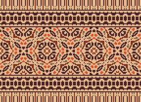 Pixel Ethnic pattern vector background. seamless pattern traditional, Design for background, wallpaper, Batik, fabric, carpet, clothing, wrapping, and textile.ethnic pattern Vector illustration.