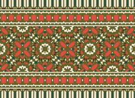 Pixel Ethnic pattern vector background. seamless pattern traditional, Design for background, wallpaper, Batik, fabric, carpet, clothing, wrapping, and textile.ethnic pattern Vector illustration.