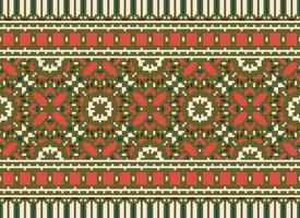 Pixel Ethnic pattern vector background. seamless pattern traditional, Design for background, wallpaper, Batik, fabric, carpet, clothing, wrapping, and textile.ethnic pattern Vector illustration.