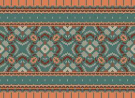 Pixel Ethnic pattern vector background. seamless pattern traditional, Design for background, wallpaper, Batik, fabric, carpet, clothing, wrapping, and textile.ethnic pattern Vector illustration.