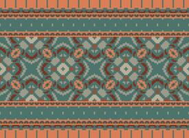 Pixel Ethnic pattern vector background. seamless pattern traditional, Design for background, wallpaper, Batik, fabric, carpet, clothing, wrapping, and textile.ethnic pattern Vector illustration.