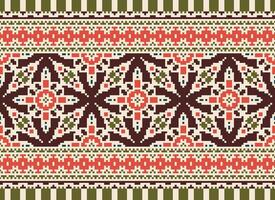 Pixel Ethnic pattern vector background. seamless pattern traditional, Design for background, wallpaper, Batik, fabric, carpet, clothing, wrapping, and textile.ethnic pattern Vector illustration.