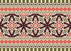 Pixel Ethnic pattern vector background. seamless pattern traditional, Design for background, wallpaper, Batik, fabric, carpet, clothing, wrapping, and textile.ethnic pattern Vector illustration.