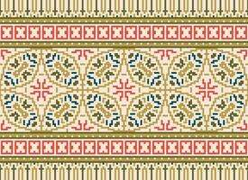 Pixel Ethnic pattern vector background. seamless pattern traditional, Design for background, wallpaper, Batik, fabric, carpet, clothing, wrapping, and textile.ethnic pattern Vector illustration.