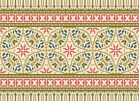 Pixel Ethnic pattern vector background. seamless pattern traditional, Design for background, wallpaper, Batik, fabric, carpet, clothing, wrapping, and textile.ethnic pattern Vector illustration.