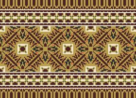 Pixel Ethnic pattern vector background. seamless pattern traditional, Design for background, wallpaper, Batik, fabric, carpet, clothing, wrapping, and textile.ethnic pattern Vector illustration.
