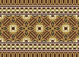 Pixel Ethnic pattern vector background. seamless pattern traditional, Design for background, wallpaper, Batik, fabric, carpet, clothing, wrapping, and textile.ethnic pattern Vector illustration.