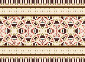 Pixel Ethnic pattern vector background. seamless pattern traditional, Design for background, wallpaper, Batik, fabric, carpet, clothing, wrapping, and textile.ethnic pattern Vector illustration.