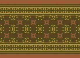 Pixel Ethnic pattern vector background. seamless pattern traditional, Design for background, wallpaper, Batik, fabric, carpet, clothing, wrapping, and textile.ethnic pattern Vector illustration.