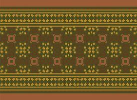 Pixel Ethnic pattern vector background. seamless pattern traditional, Design for background, wallpaper, Batik, fabric, carpet, clothing, wrapping, and textile.ethnic pattern Vector illustration.